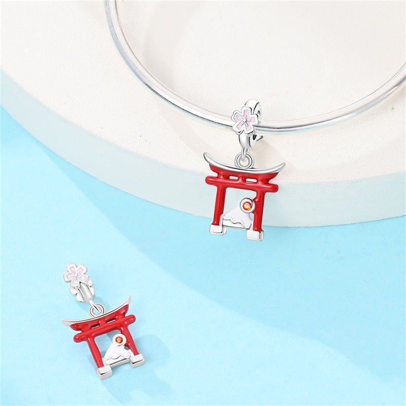 Pangama Jewelry Japan Torii Gate & Mount Fuji Dangle Charm