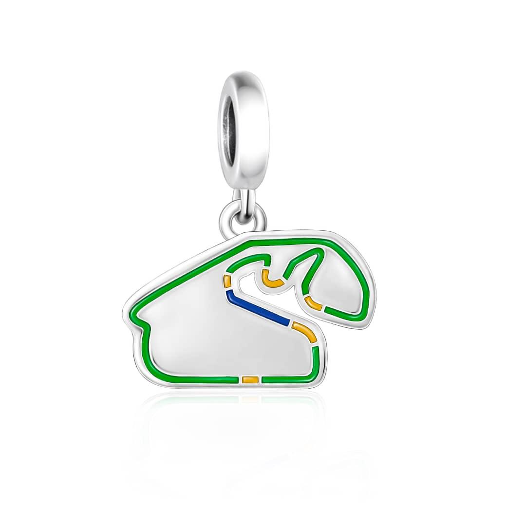 Pangama Jewelry Jose Carlos Pace Interlagos Race Track with Brazilian Flag Colors Dangle Charm