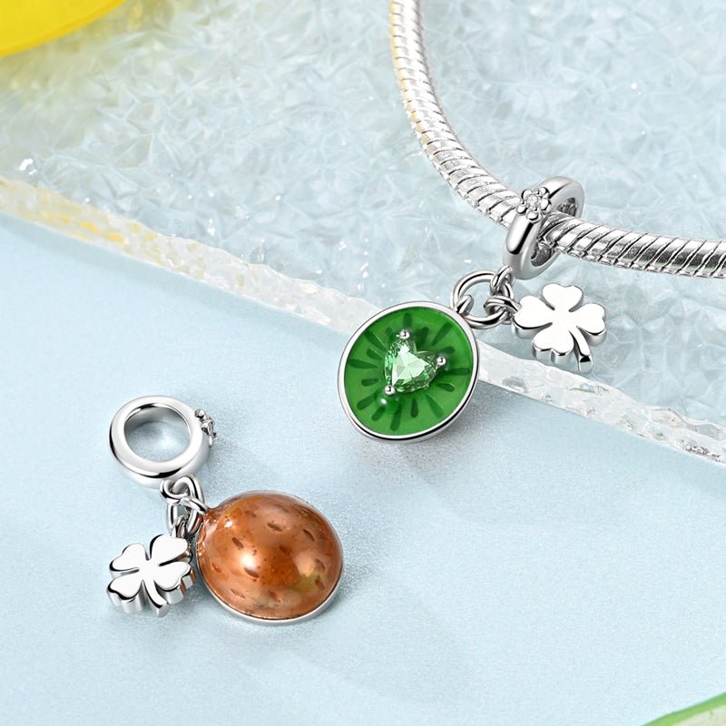 Pangama Jewelry Kiwi Fruit with Four - Leaf Clover Dangle Charm