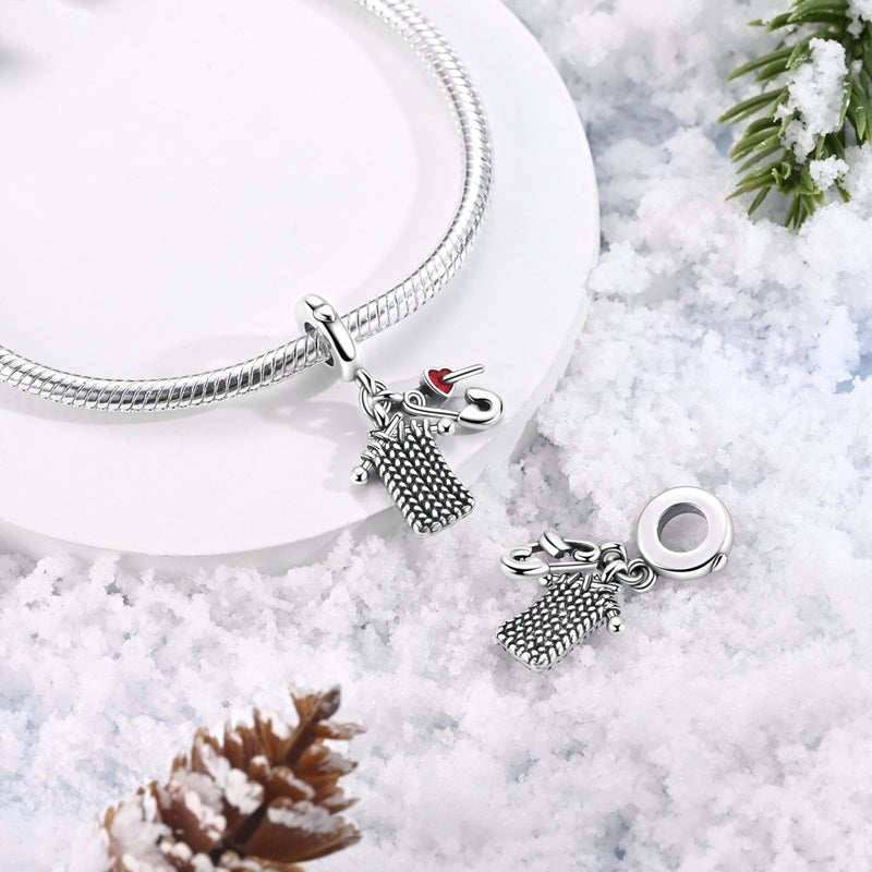 Pangama Jewelry Knitting & Heart Safety Pin Dangle Charm