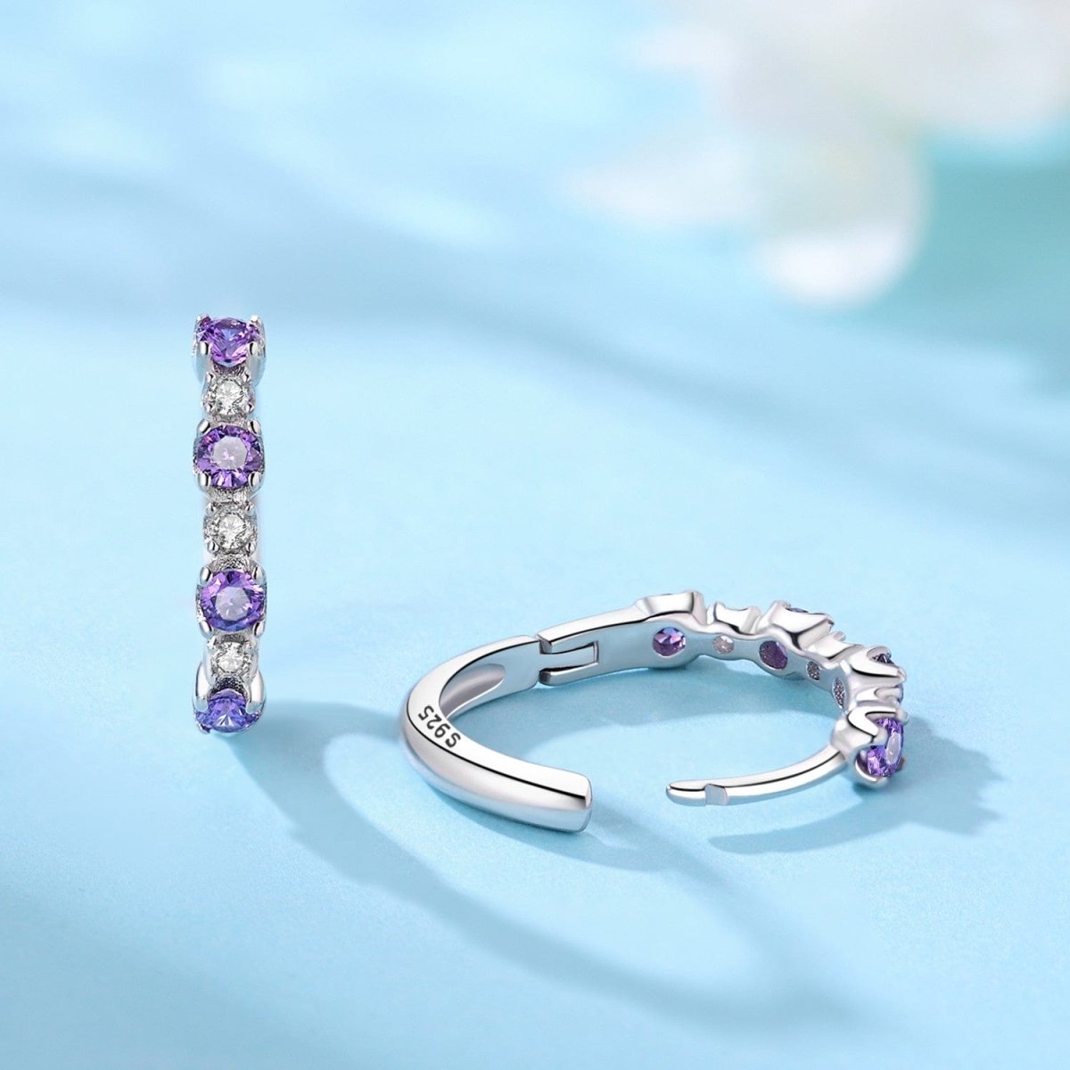 Pangama Jewelry Lavender Crystal Hoop Earrings