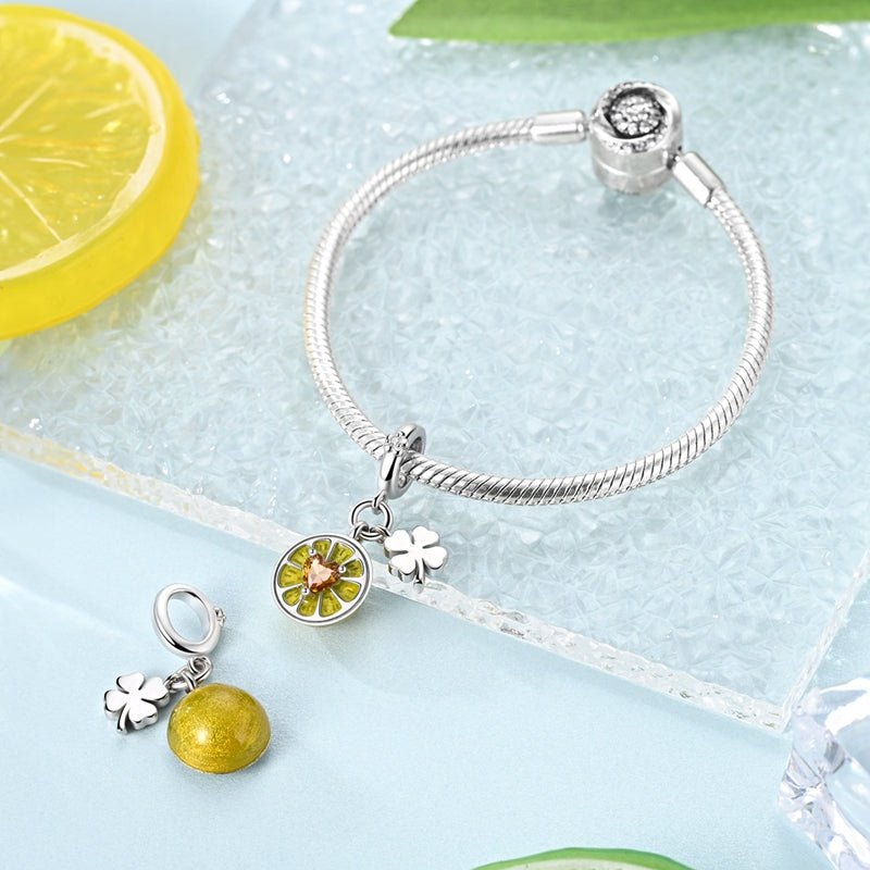 Pangama Jewelry Lemon with Four - Leaf Clover Dangle Charm