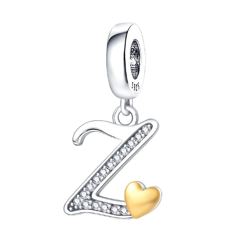 Pangama Jewelry Cursive Gold Heart Letter A~Z Alphabet Charm