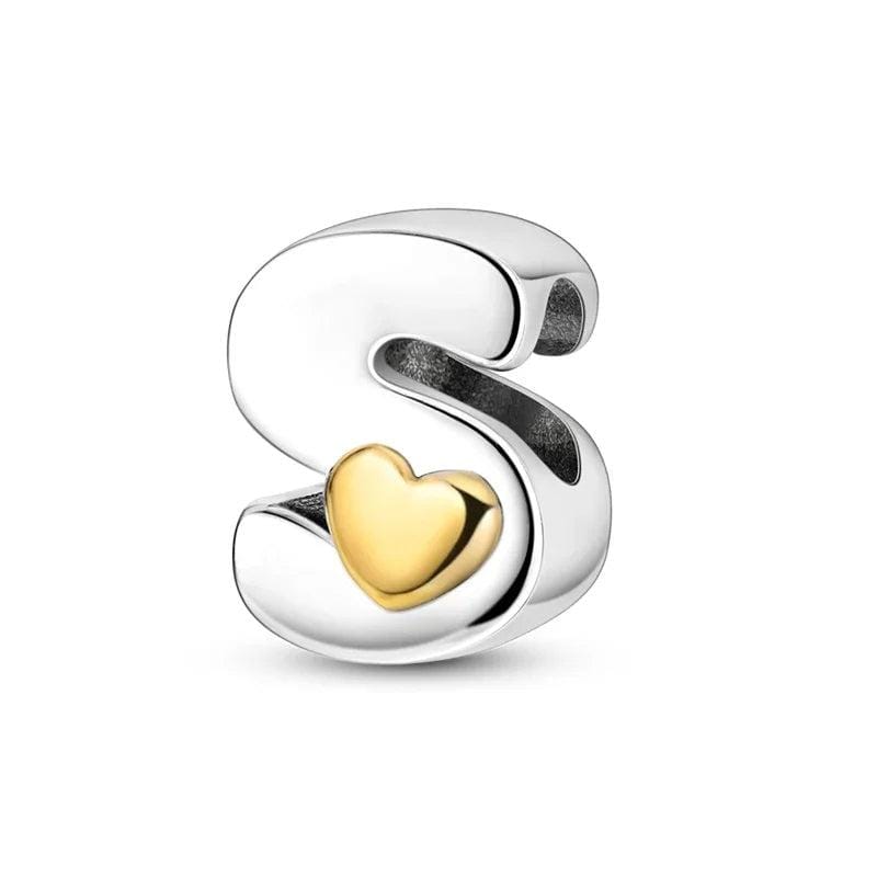 Pangama Jewelry Gold Heart Letter A~Z Alphabet Charm