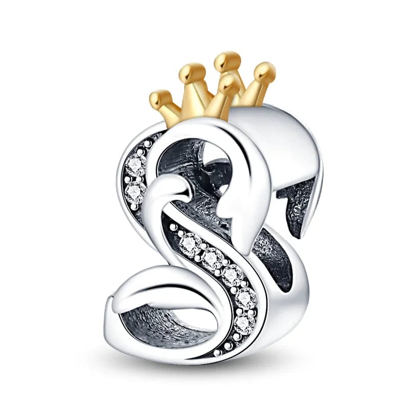 Pangama Jewelry Crowned Royal Letter A~Z Alphabet Charm