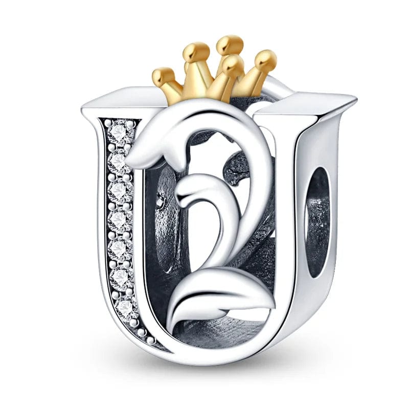 Pangama Jewelry Crowned Royal Letter A~Z Alphabet Charm