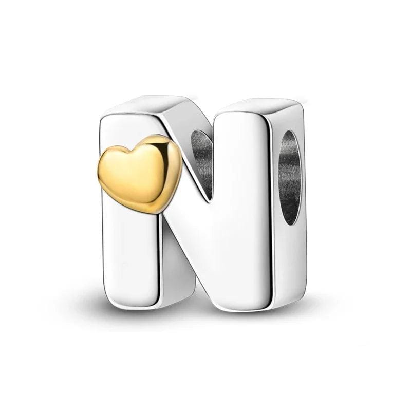 Pangama Jewelry Gold Heart Letter A~Z Alphabet Charm