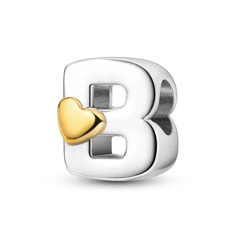 Pangama Jewelry Gold Heart Letter A~Z Alphabet Charm