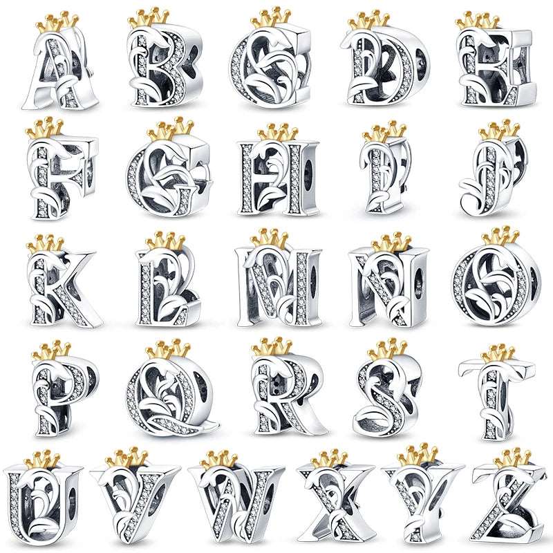 Pangama Jewelry Crowned Royal Letter A~Z Alphabet Charm