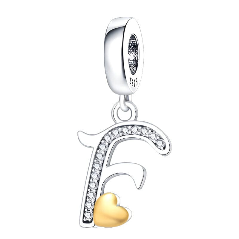 Pangama Jewelry Cursive Gold Heart Letter A~Z Alphabet Charm