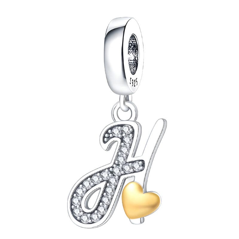 Pangama Jewelry Cursive Gold Heart Letter A~Z Alphabet Charm