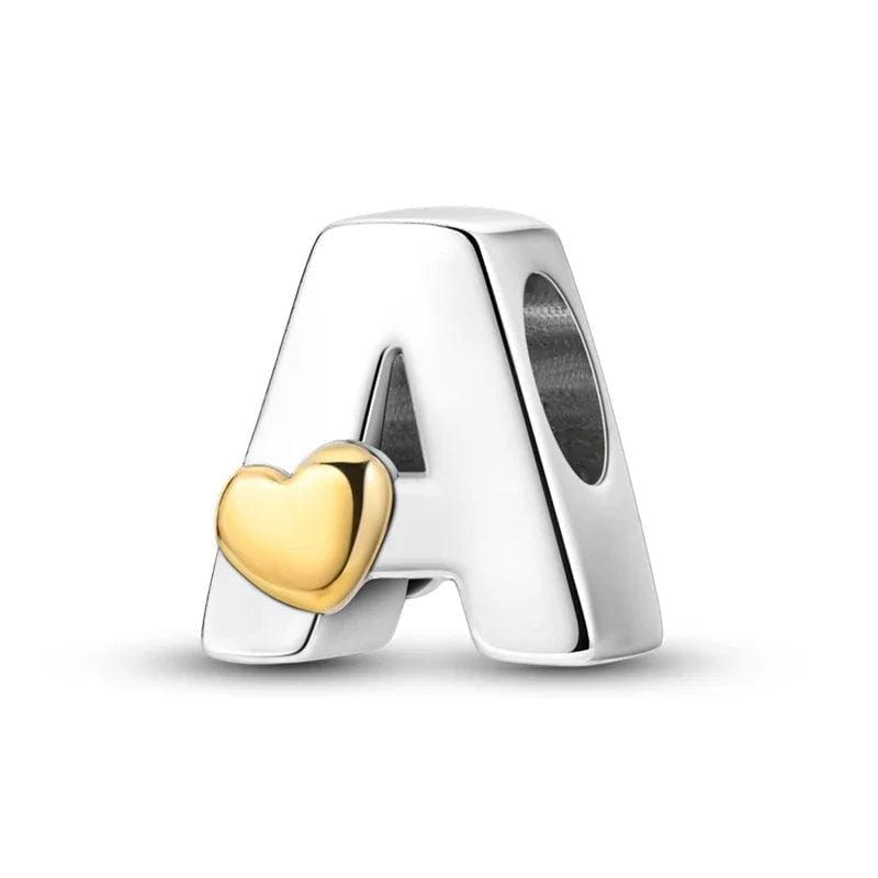 Pangama Jewelry Gold Heart Letter A~Z Alphabet Charm