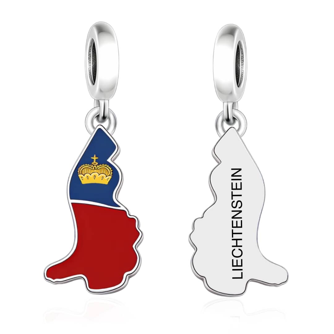 Pangama Jewelry Liechtenstein Map Flag Dangle Charm