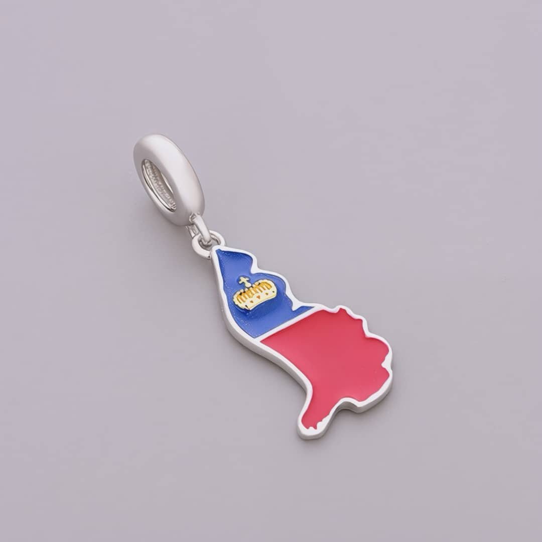 Pangama Jewelry Liechtenstein Map Flag Dangle Charm