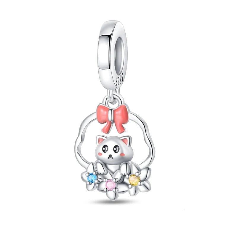 Pangama Jewelry Little Flower Kitten Dangle Charm