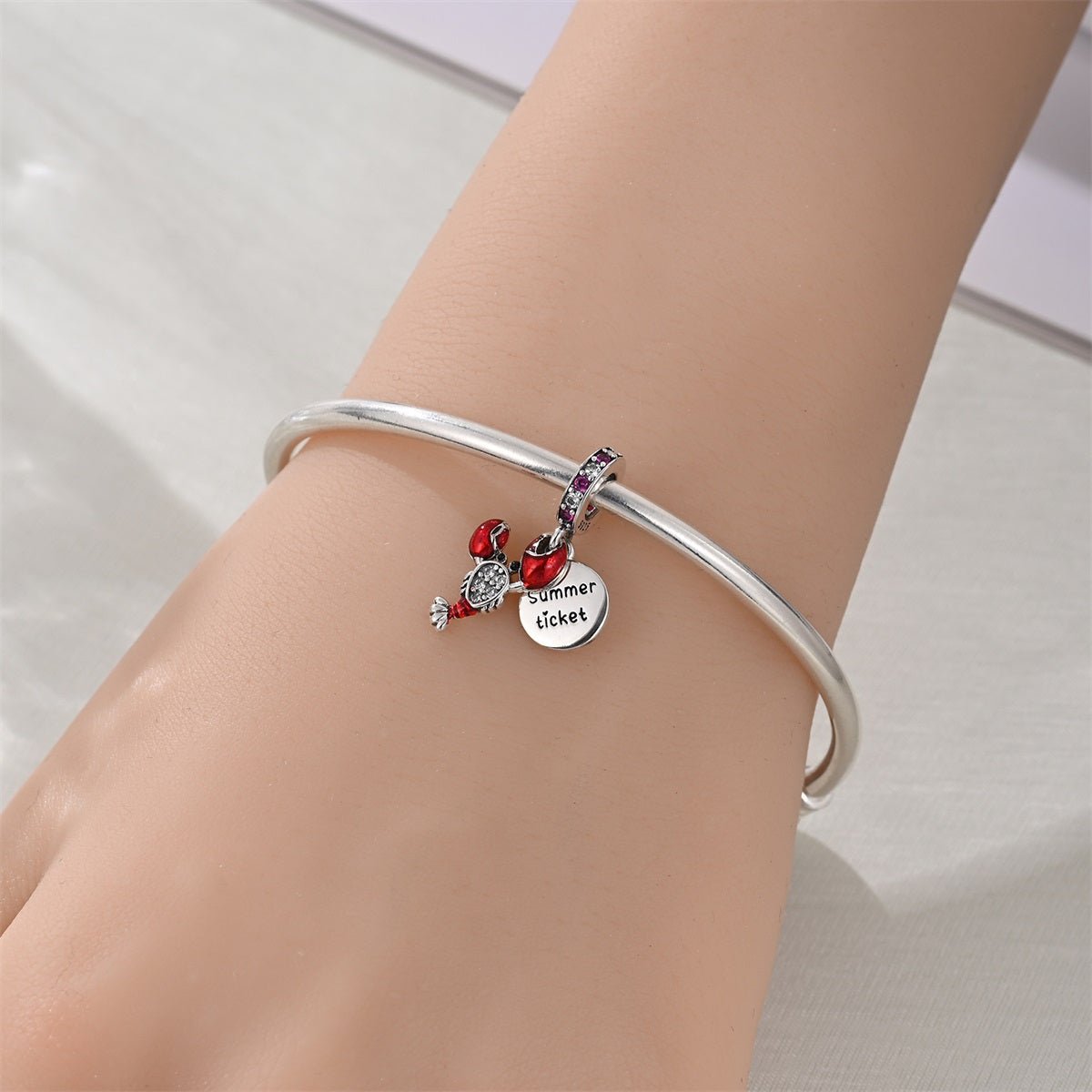 Pangama Jewelry Lobster & Summer Ticket Dangle Charm