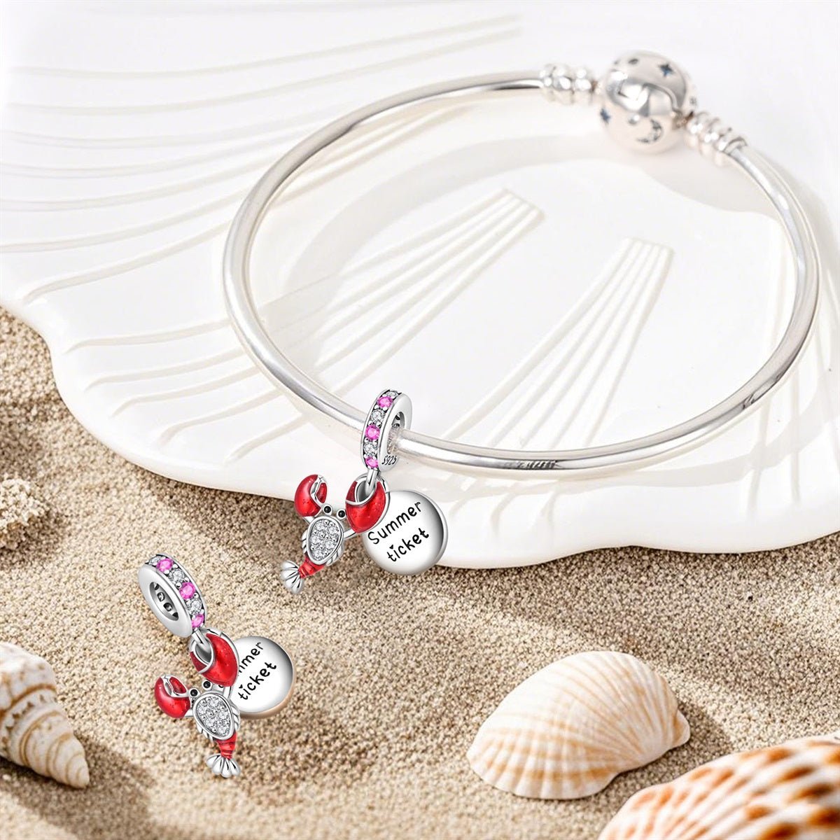 Pangama Jewelry Lobster & Summer Ticket Dangle Charm