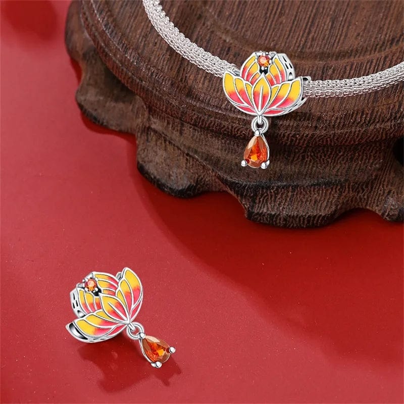 Pangama Jewelry Lotus Blossom with Amber Drop Charm