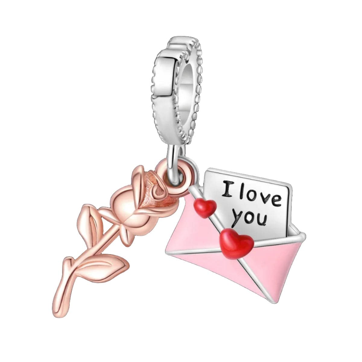 Pangama Jewelry Love Letter & Rose Dangle Charm