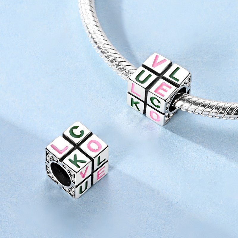 Pangama Jewelry Love Luck Letter Cube Charm