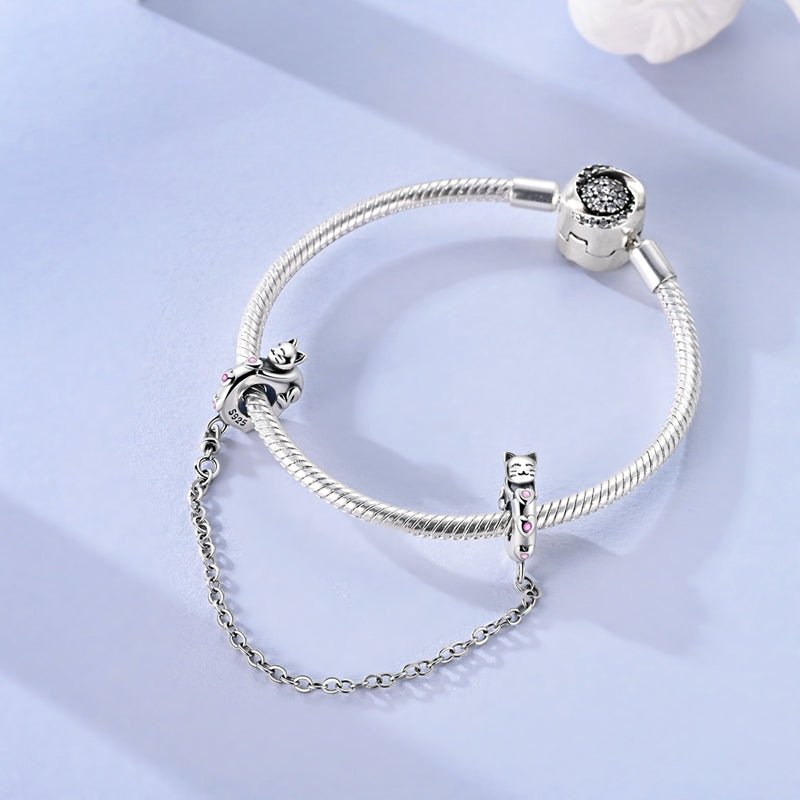 Pangama Jewelry Lucky Cat Pink Paw Safety Chain Charm