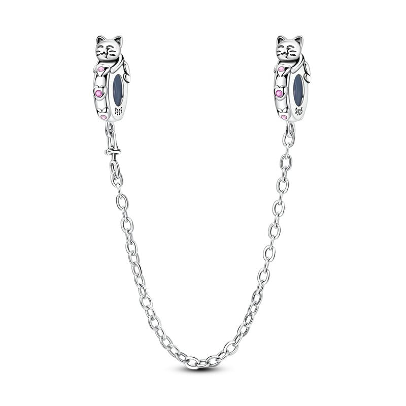 Pangama Jewelry Lucky Cat Pink Paw Safety Chain Charm