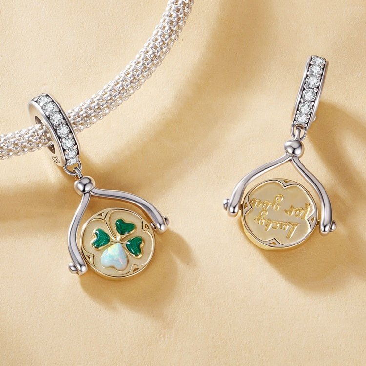 Pangama Jewelry Lucky Clover Coin Dangle Charm