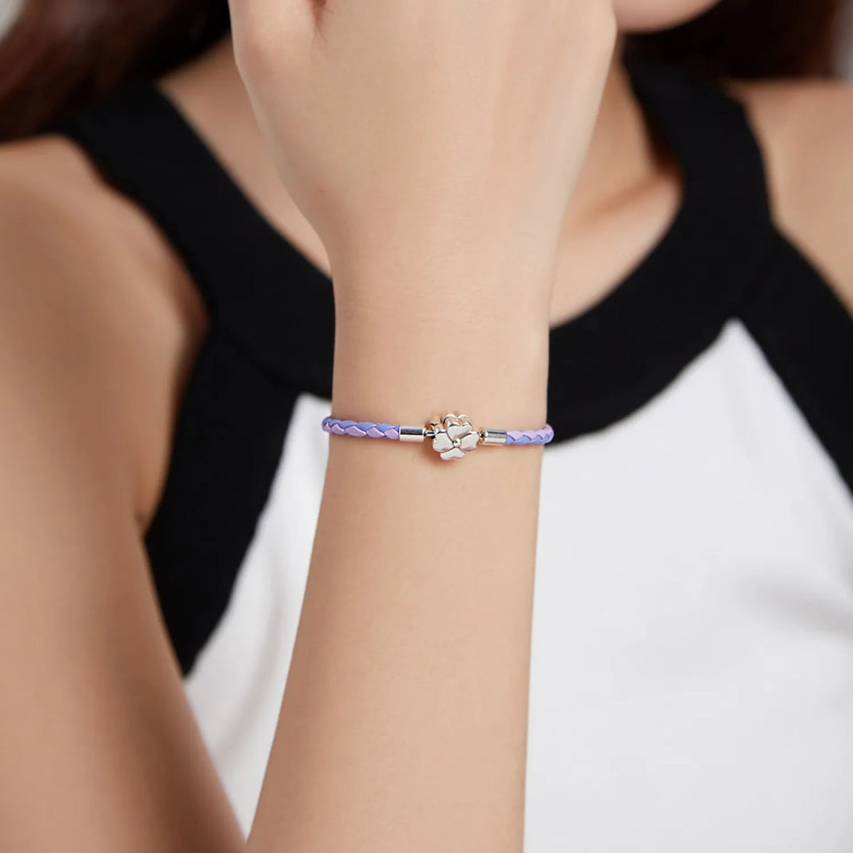 Pangama Jewelry Lucky Clover Leather Charm Bracelet