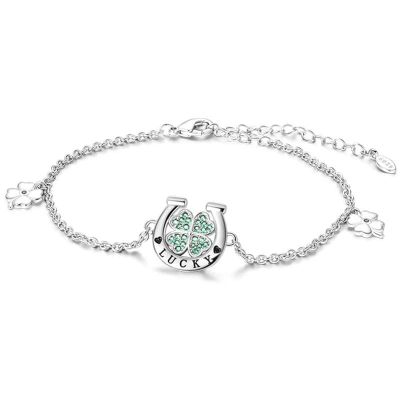 Pangama Jewelry Lucky Horseshoe Clover Charm Bracelet