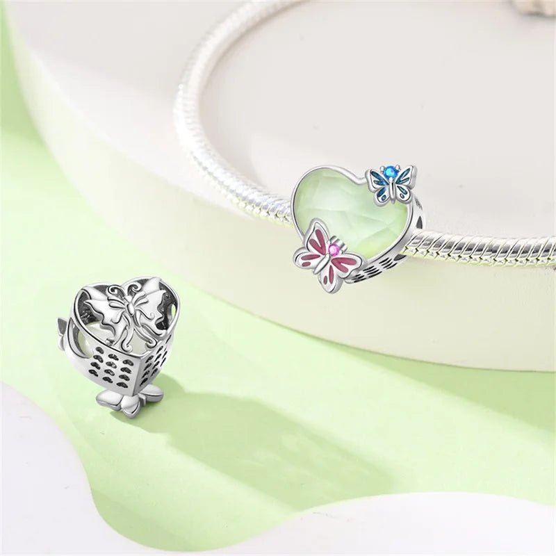 Pangama Jewelry Luminous Butterfly Heart Glow Charm