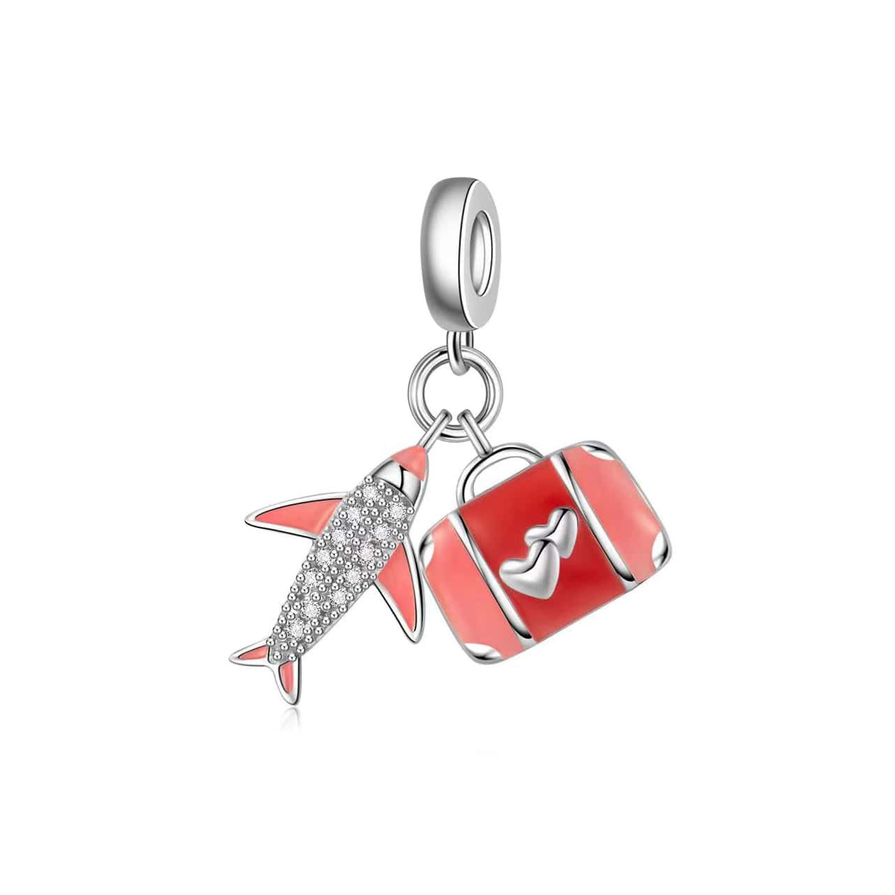 Pangama Jewelry Luminous Red Suitcase & Airplane Traveler’s Charm