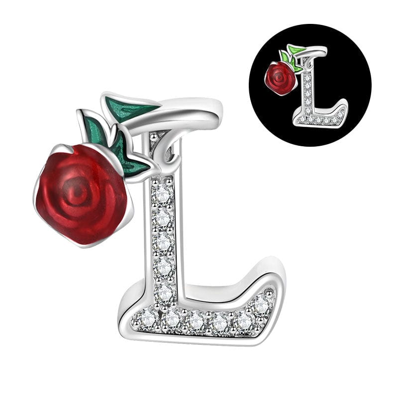 Pangama Jewelry Luminous Rose Letter A~Z Alphabet Charm