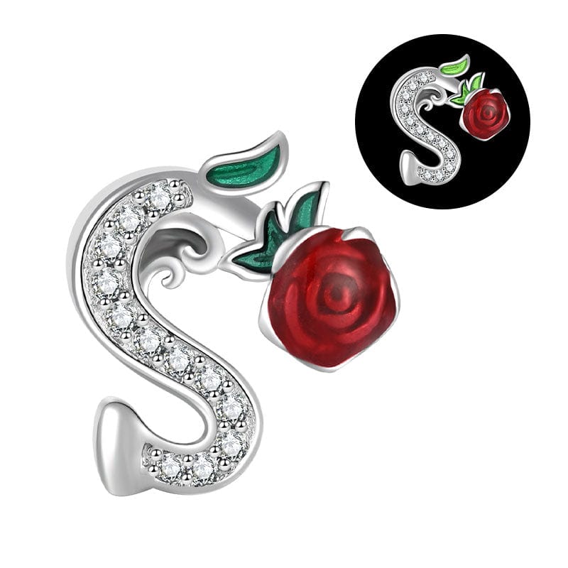 Pangama Jewelry Luminous Rose Letter A~Z Alphabet Charm