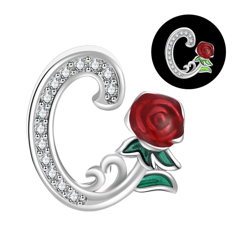 Pangama Jewelry Luminous Rose Letter A~Z Alphabet Charm