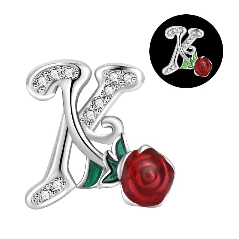 Pangama Jewelry Luminous Rose Letter A~Z Alphabet Charm