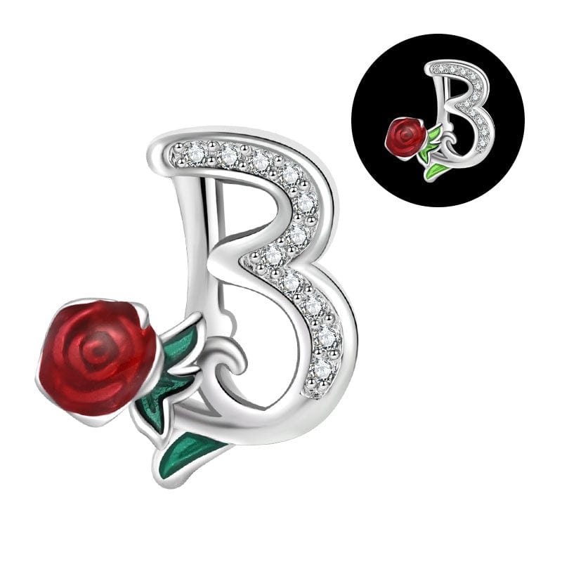 Pangama Jewelry Luminous Rose Letter A~Z Alphabet Charm