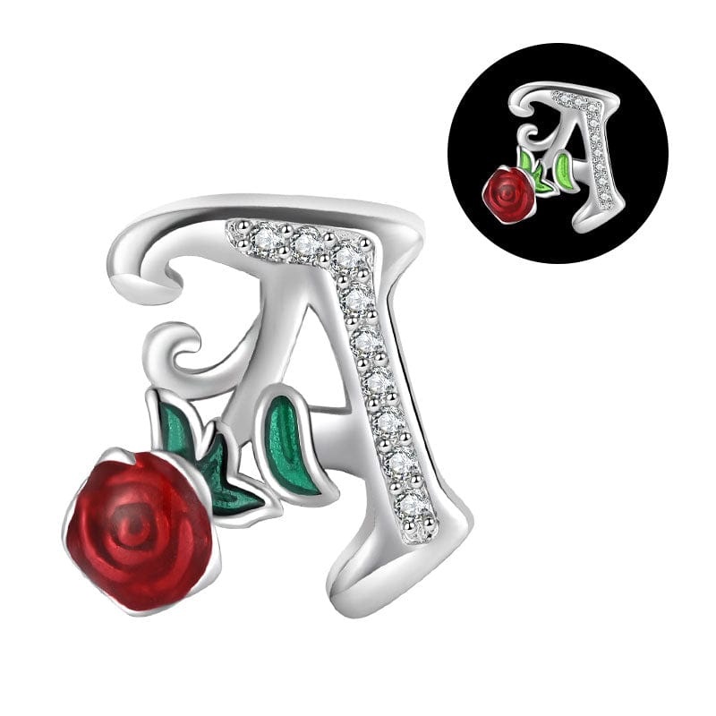 Pangama Jewelry Luminous Rose Letter A~Z Alphabet Charm