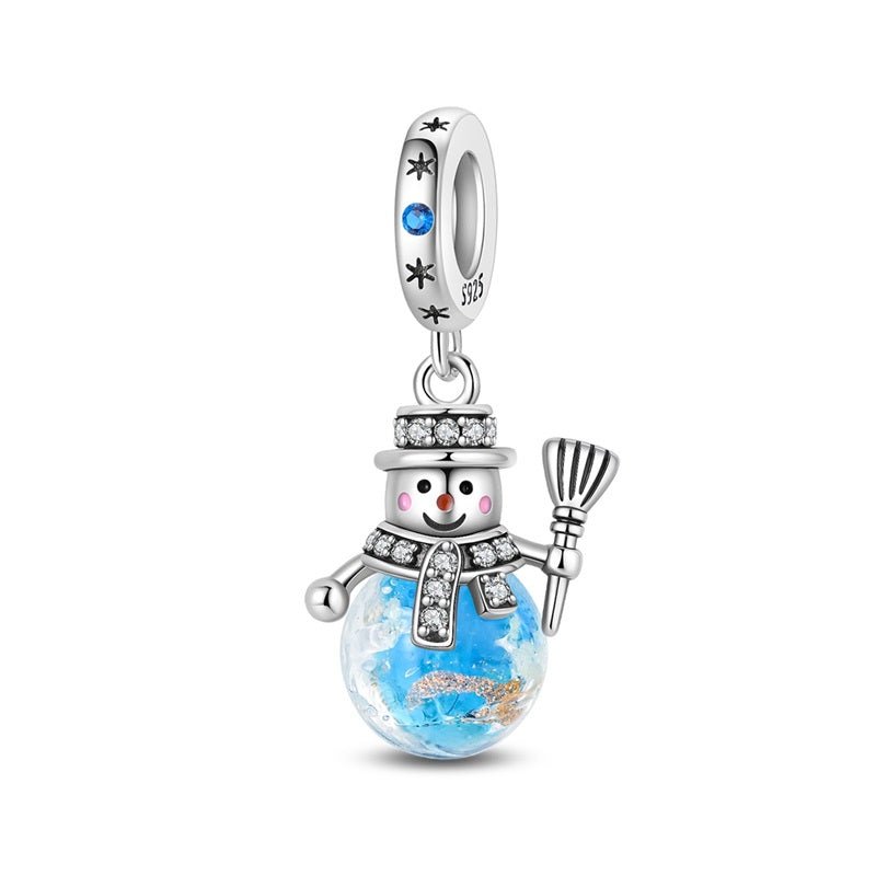 Pangama Jewelry Luminous Snowman with Blue Globe Dangle Charm