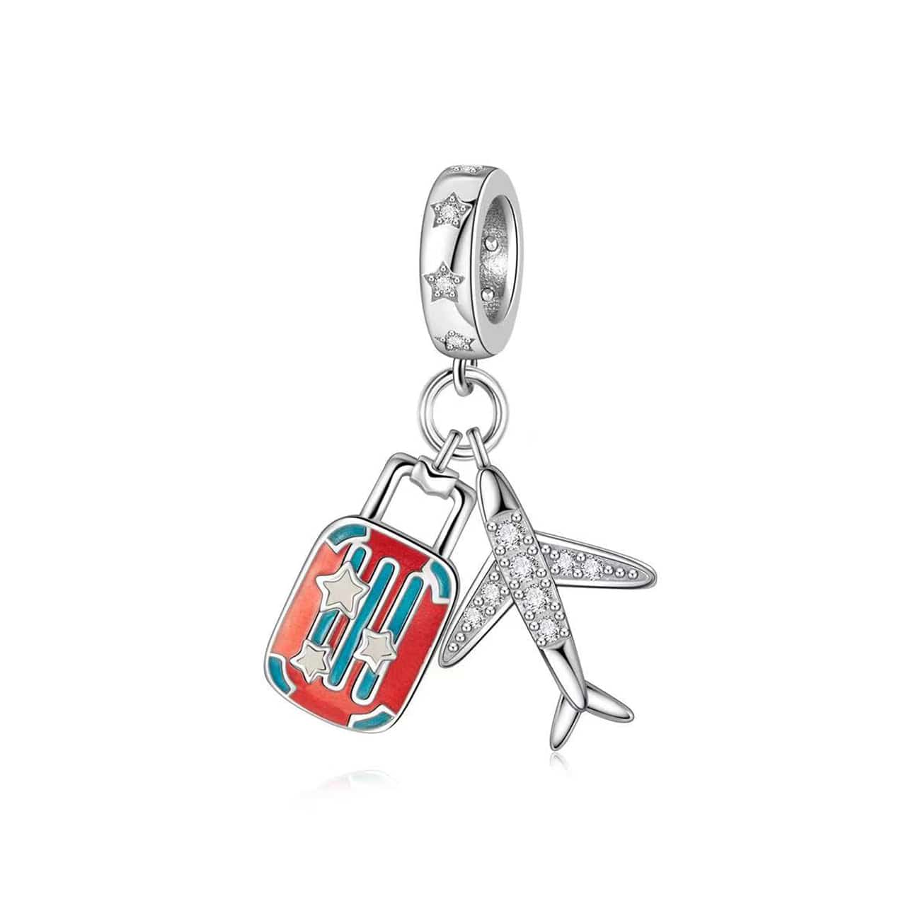 Pangama Jewelry Luminous Travel Suitcase & Airplane Dangle Charm