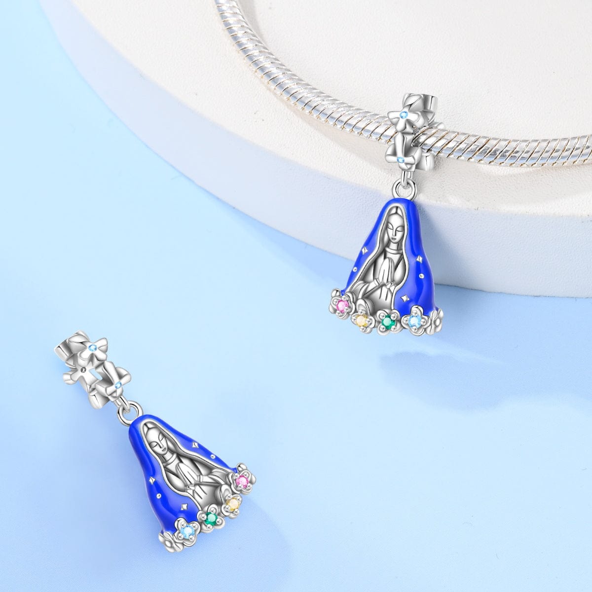 Pangama Jewelry Madonna Charm with Colorful Gemstone Accents