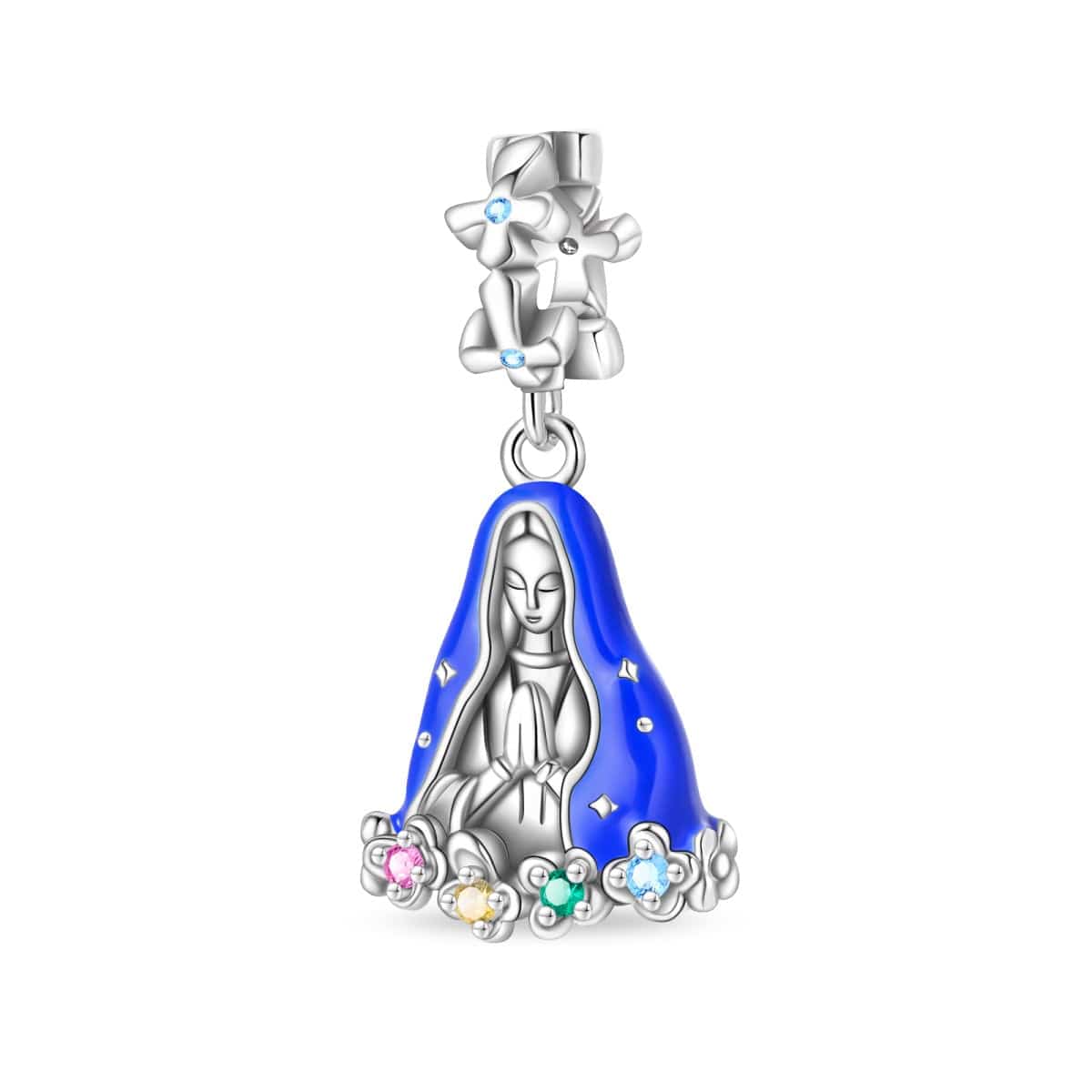 Pangama Jewelry Madonna Charm with Colorful Gemstone Accents
