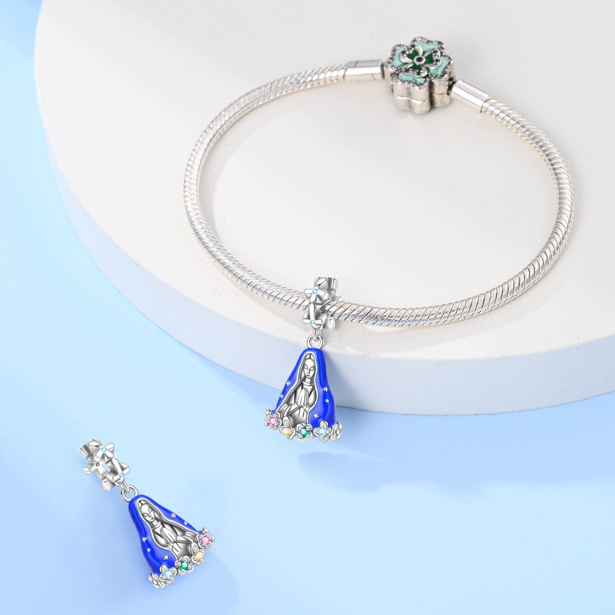 Pangama Jewelry Madonna Charm with Colorful Gemstone Accents