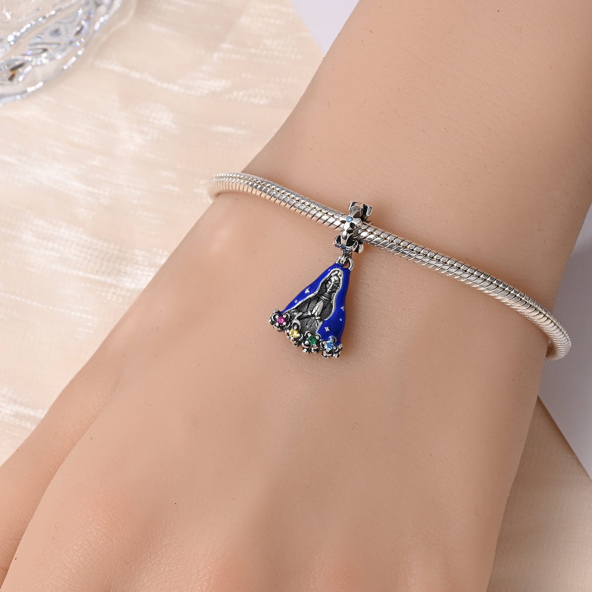 Pangama Jewelry Madonna Charm with Colorful Gemstone Accents