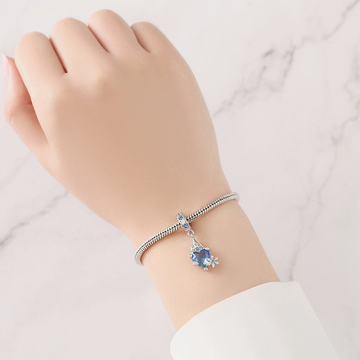 Pangama Jewelry Magical Blue Heart Castle Dangle Charm