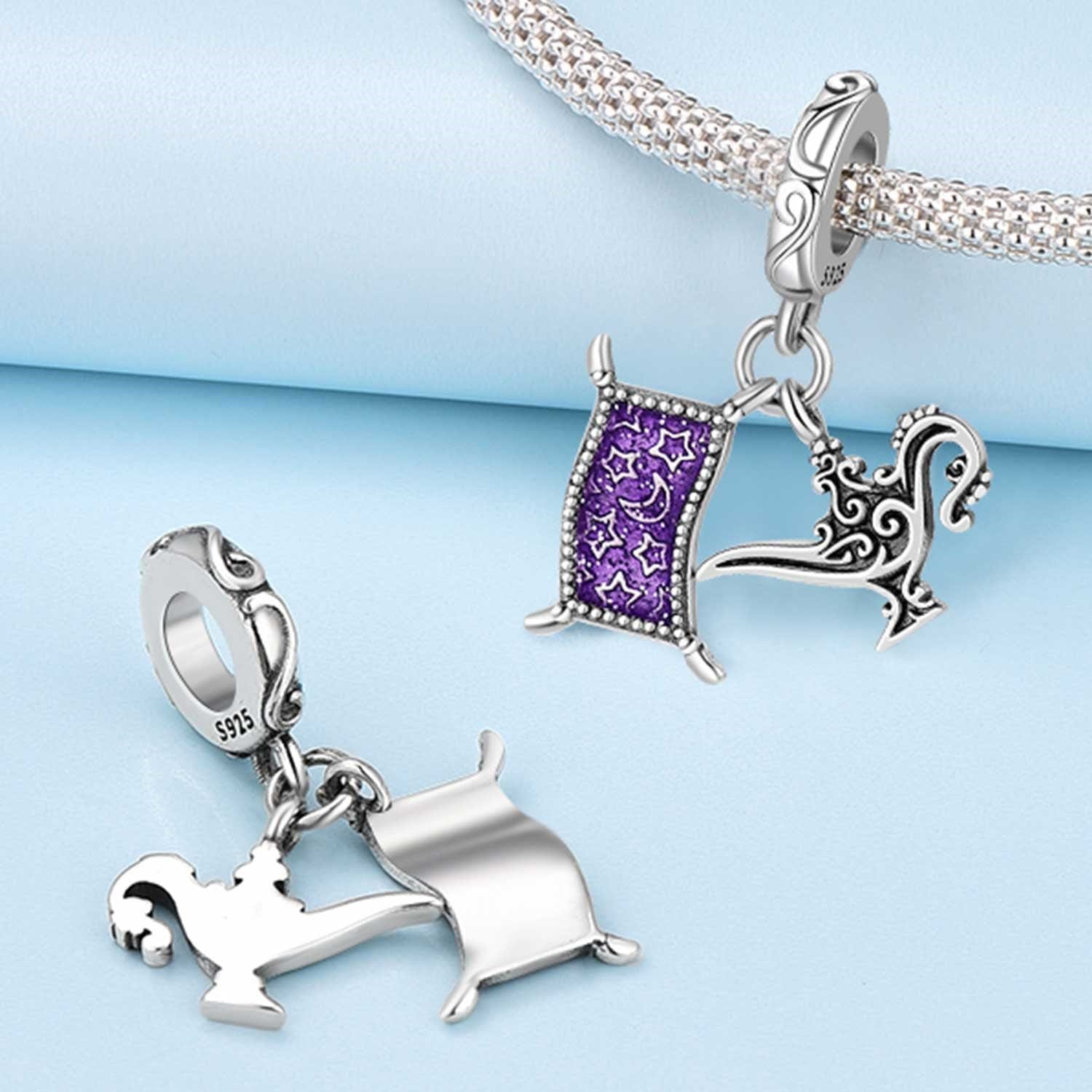 Pangama Jewelry Magical Carpet & Genie Lamp Double Dangle Charm