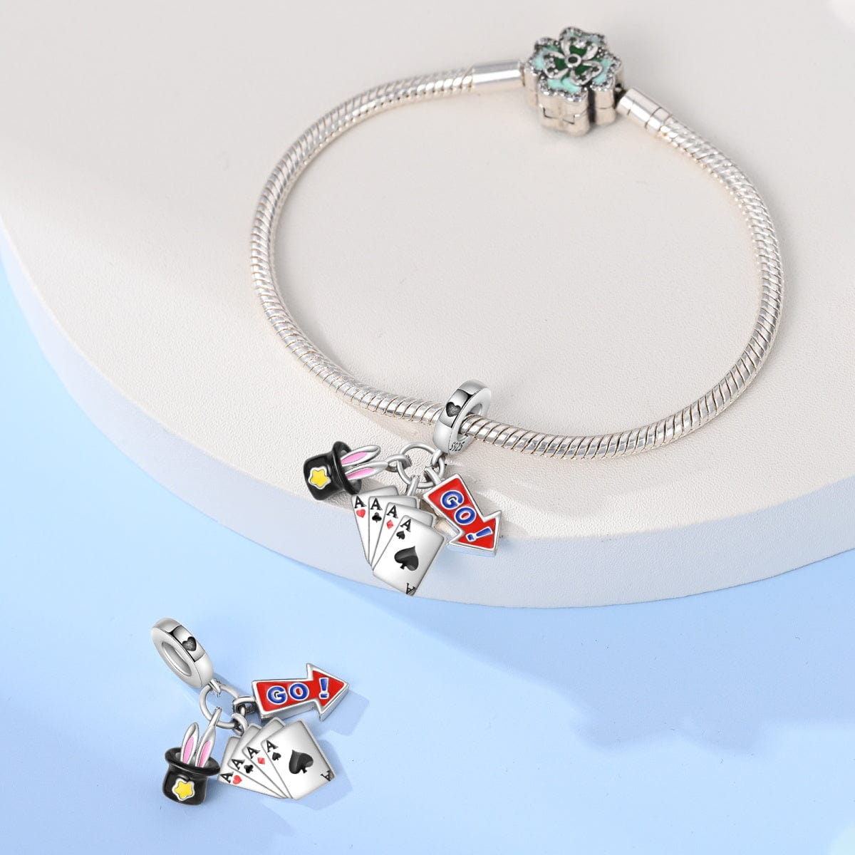 Pangama Jewelry Magical Hat and Cards Triple Dangle Charm