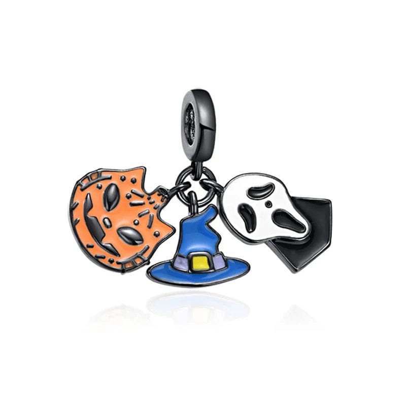 Pangama Jewelry Masked Horror, Scary Faces and Witch Hat Halloween Charm