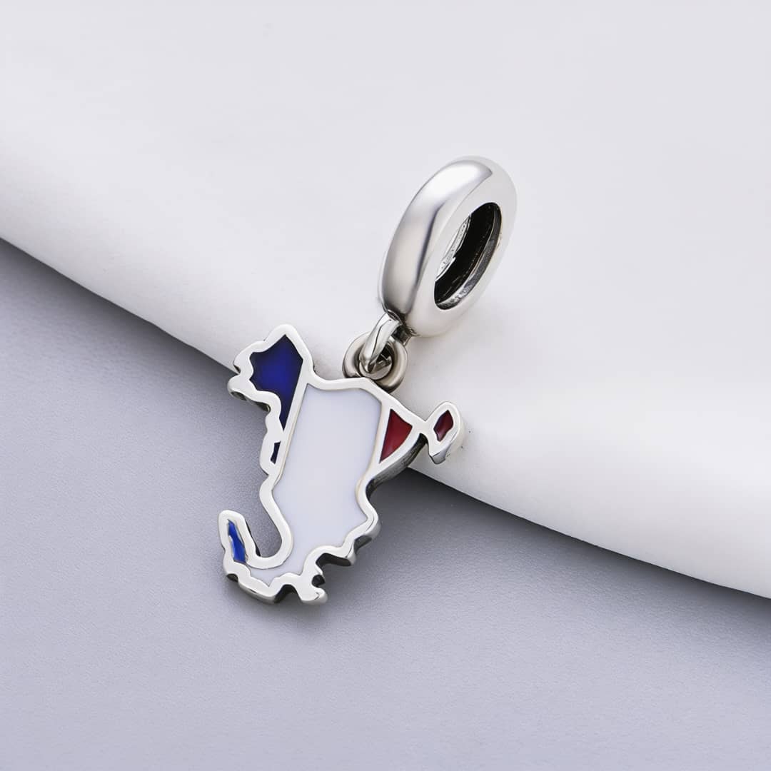 Pangama Jewelry Mayotte Island Map Flag Dangle Charm