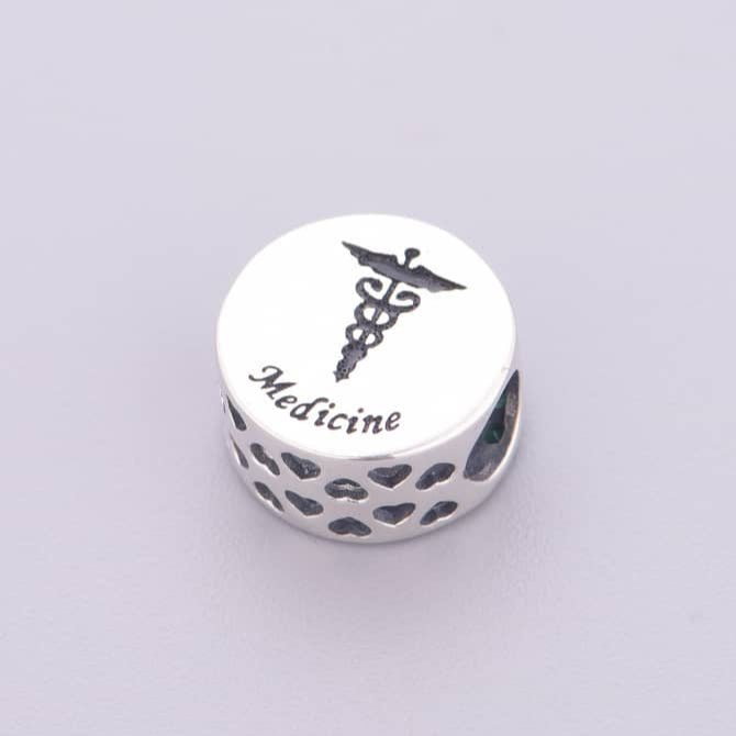 Pangama Jewelry Medicine Symbol with Green Crystal Charm