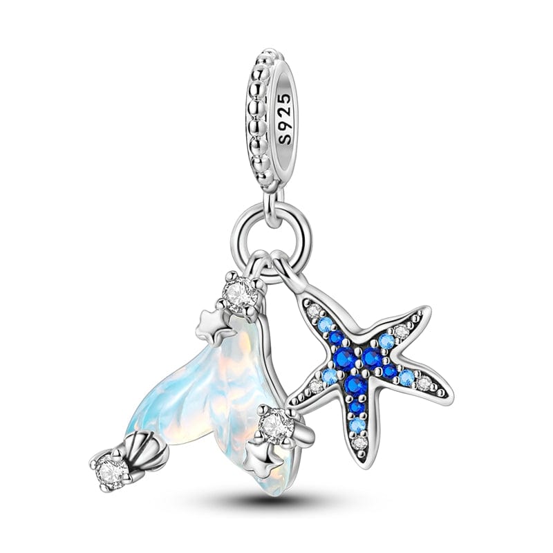 Pangama Jewelry Mermaid Tail and Blue Starfish Ocean Charm